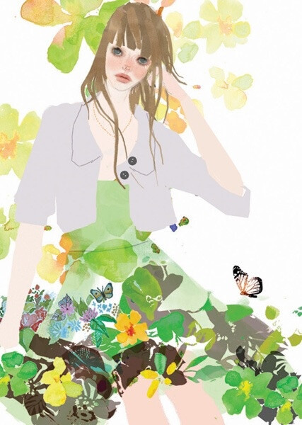 彼岸花。时尚插画 Toko Ohmori