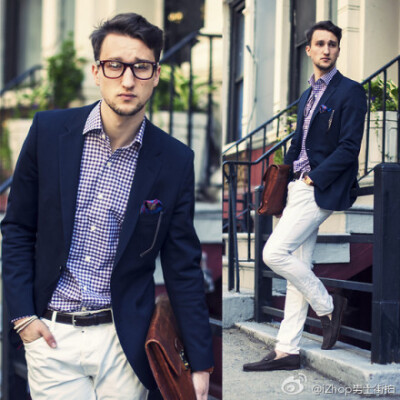 #男士街拍# 衬衫：HUGH & CRYE 牛仔裤：ALL SAINTS 西服：HUGO BOSS 鞋：BRUNO FERRINI LIMITED