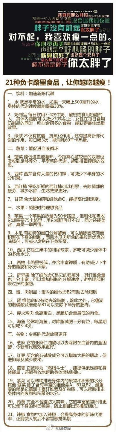 负卡路里食物，让你越吃越瘦哦！减肥，就要多吃这些