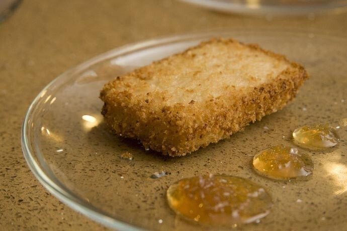 Lemon Ginger Risotto Panko Cakes - Food Republic (Vegetarian Wheat Vegetables Fruit Soy Gluten Egg products Animal products Shallots Arborio rice Salt Soy sauce Panko Vegetable oil Eggs Lemons Brown sugar)