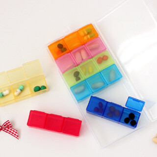 懒角落日本彩色透明装一周药盒户外随身便携拆卸星期药盒