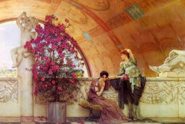 我笑，便面如春花，定是能感动人，任他是谁。三毛 【英Lawrence Alma-Tadema 油画】