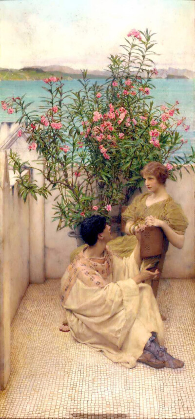 我笑，便面如春花，定是能感动人，任他是谁。三毛 【英Lawrence Alma-Tadema 油画】