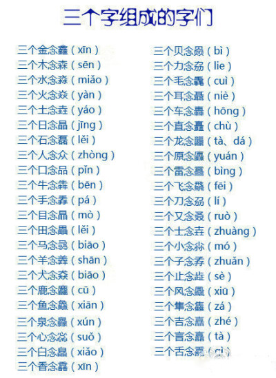 三个叠起来组成的字，你认识几个？（