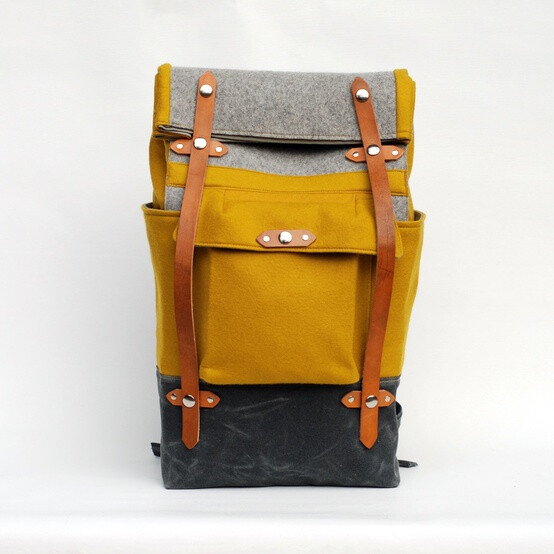 The Camper Satchel in Ochre Wool Felt.