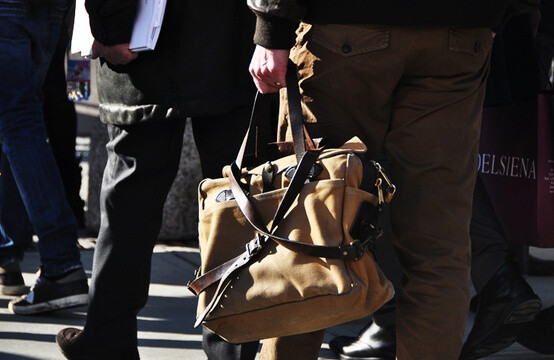 The Filson original briefcase is a man's bag.