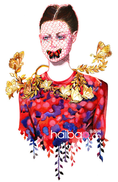 灿烂色彩如骄阳般耀眼！Sunny Gu时尚插画作品赏，Balmain、Anna Sui、Moschino的华丽秀场纸上重现