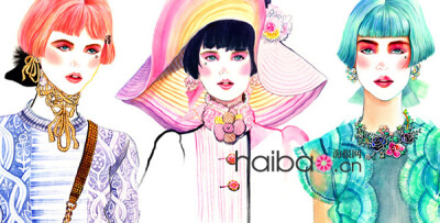 灿烂色彩如骄阳般耀眼！Sunny Gu时尚插画作品赏，Balmain、Anna Sui、Moschino的华丽秀场纸上重现