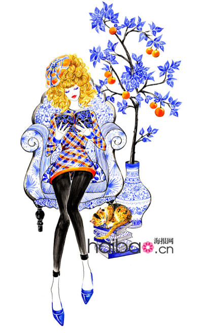 灿烂色彩如骄阳般耀眼！Sunny Gu时尚插画作品赏，Balmain、Anna Sui、Moschino的华丽秀场纸上重现