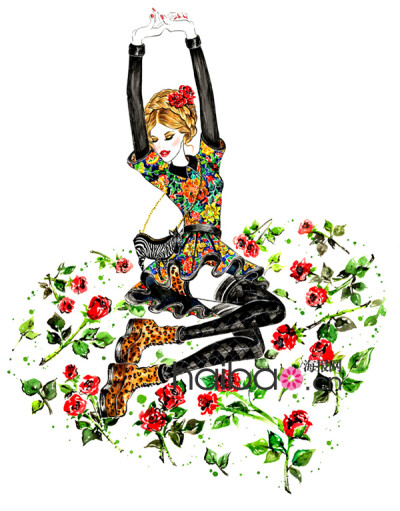 灿烂色彩如骄阳般耀眼！Sunny Gu时尚插画作品赏，Balmain、Anna Sui、Moschino的华丽秀场纸上重现