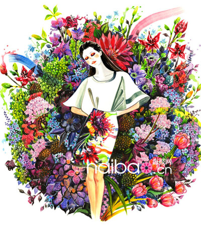 灿烂色彩如骄阳般耀眼！Sunny Gu时尚插画作品赏，Balmain、Anna Sui、Moschino的华丽秀场纸上重现