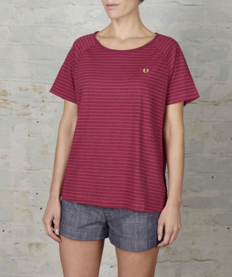 Oversize Stripe T-Shirt Boyfriend fit t-shirt crafted in blended cotton and modal for a soft, draped fit. Featuring garment dyed stripes and a flattering scooped neck; this classic t-shirt adds a splash of colour to simple pencil skirts and Harringtons this season. Finished with our signature