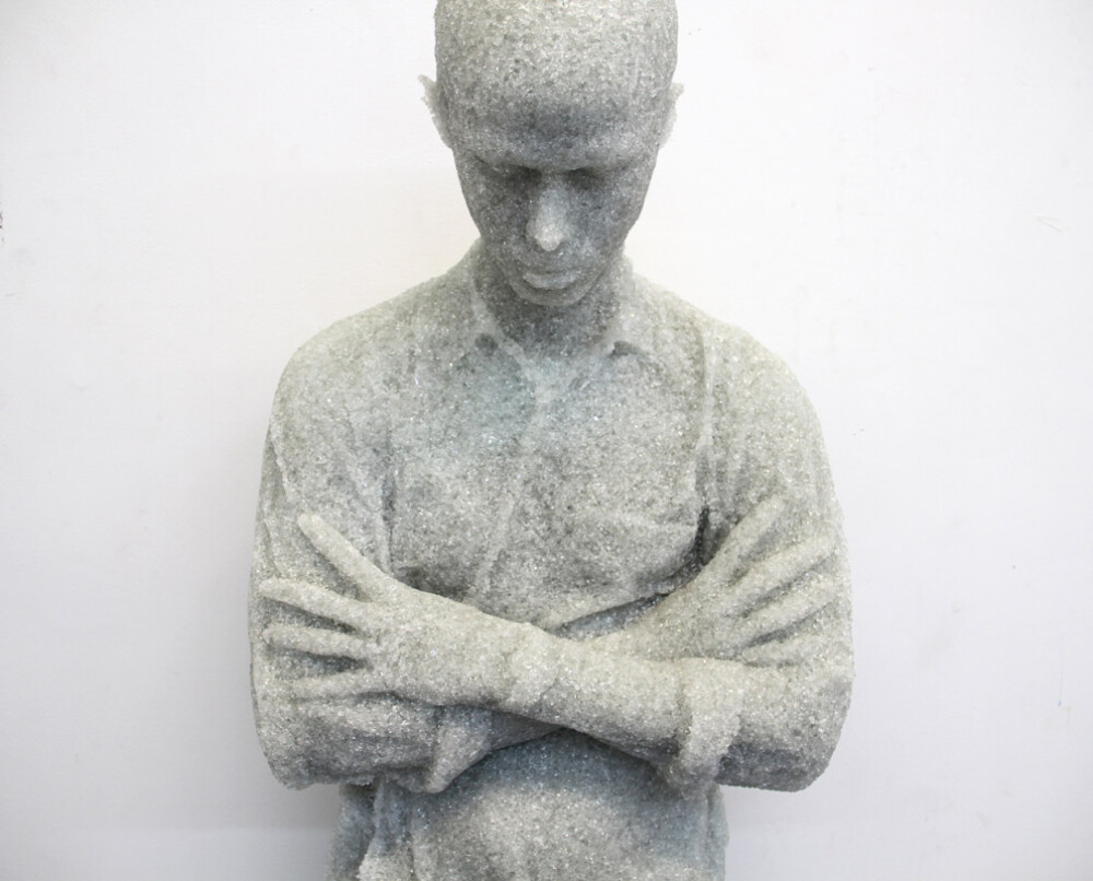 Figure with Arms Crossed, 2013, broken glass, resin