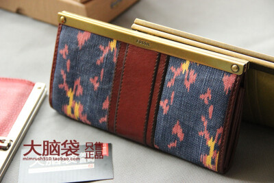 Fossil 复古长款钱包 帆布拼皮 http://mimrush510.taobao.com/