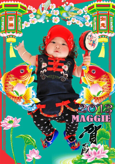 Mma过年动手做年画，主角当然是萌宝Maggie