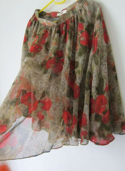 【Vintage 复古】古着 孤品 红色花朵层层半身裙