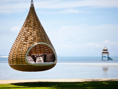 In this hanging cocoon hammock in the Philippines.