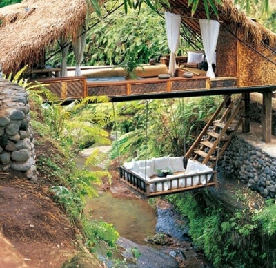 In this river resort in Bali.