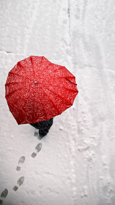 Red heart-shaped umbrella iPhone 5 Wallpaper