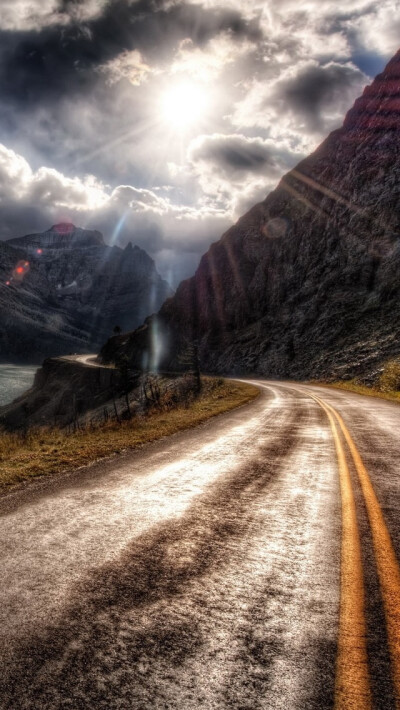 Hdr Mountain Road iPhone 5 Wallpaper