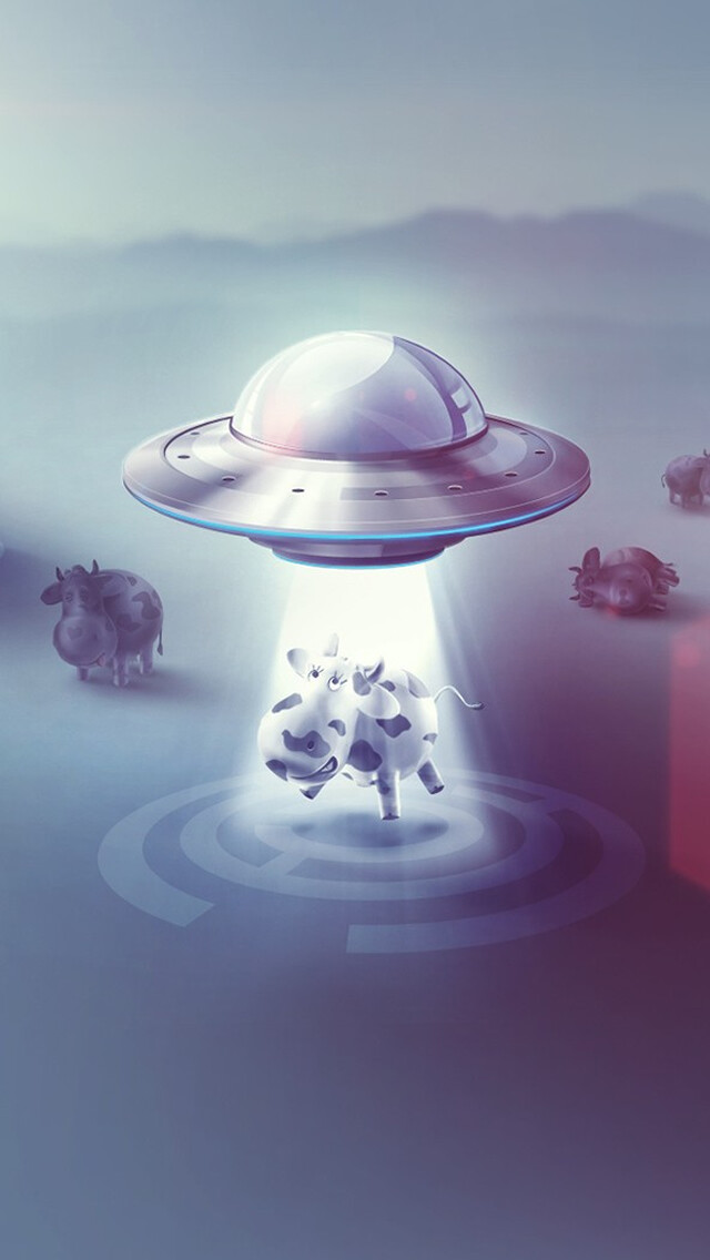 UFO and Cow iPhone 5 Wallpaper