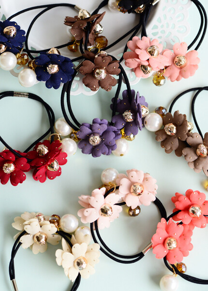 简约公社清丽春雨樱花/花朵珍珠发圈/发绳