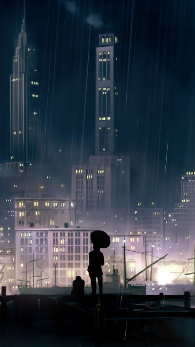 Rain Buildings iPhone 5 Wallpaper