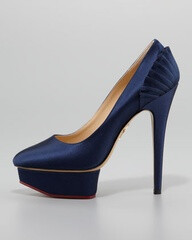 Charlotte Olympia Paloma Satin Platform Pump, Navy