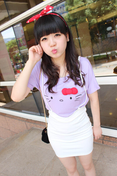 夏装韩版立体蝴蝶结hellokitty猫咪莫代尔棉短袖T恤女