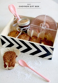 #DIY chevron Gift Box with Banana Bread and Nutella recipes: http://www.stylemepretty.com/living/2013/05/24/diy-chevron-gift-box/