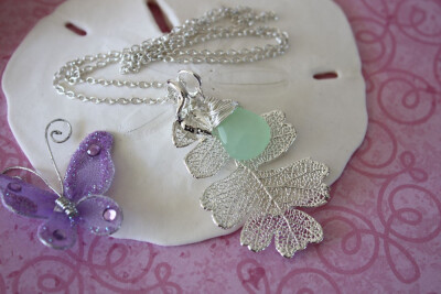 Real Leaf Necklace Lacey Oak Sterling Silver n by lauralidesigns