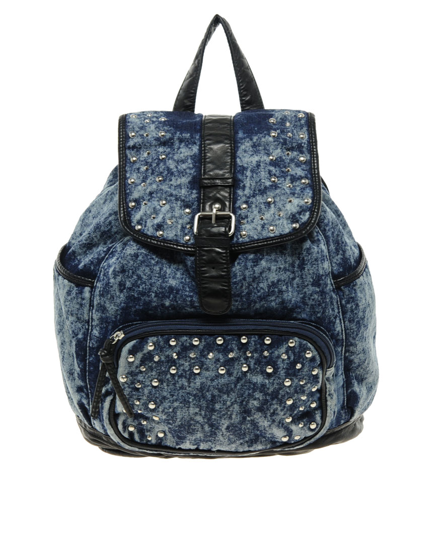 New Look Studded Denim Backpack