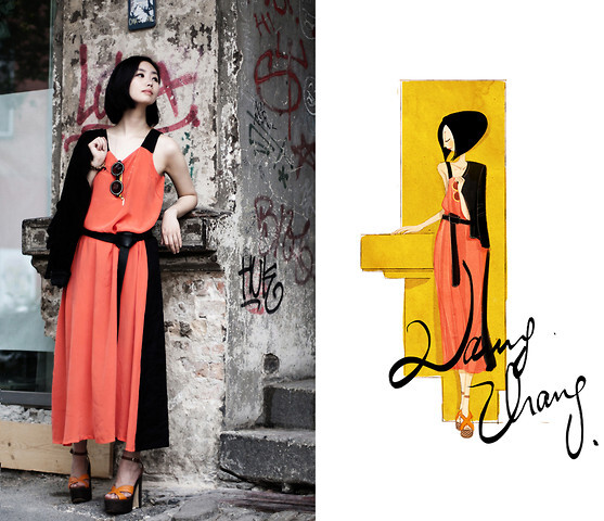 Chanel Jacket, Chanel Sunglasses, Rejina Pyo For Weekday Dress, Pelle Moda Sandal Heels - Abstract color block. - Nancy Zhang