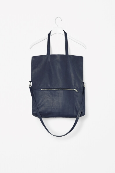 Folded leather shopper