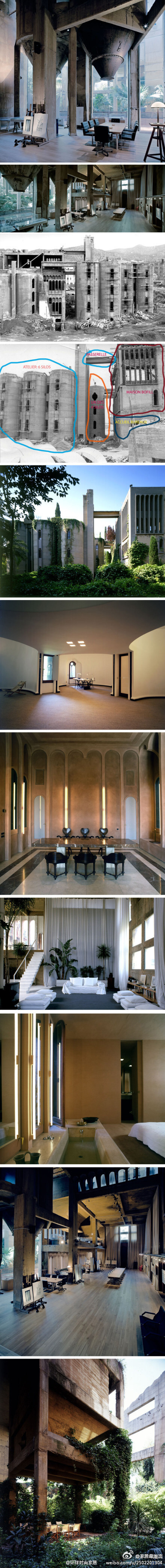 一座水泥廠的新生——西班牙建筑師 RICARDO BOFILL將這棟如古城堡般的廢棄水泥廠改造成了自己的私家莊園，作為Taller de Arquitectura的總部和他本人的住宅。