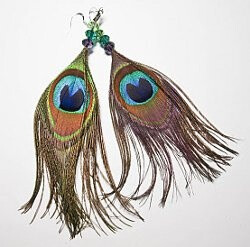 Beaded Peacock Feather Earrings | AllFreeJewelryMaking.com