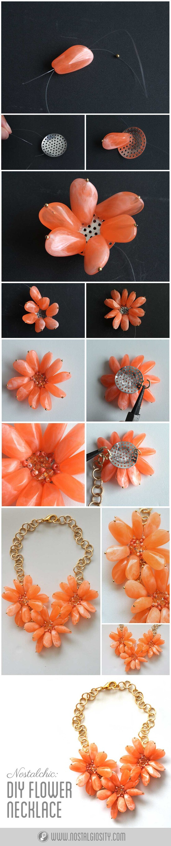 Nostalchic: DIY Flower Statement Necklace | Nostalgiosity - Nostalgia Meets Curiosity #necklace #statement #jewelry #diy #fashion #style #coral #beading #beads