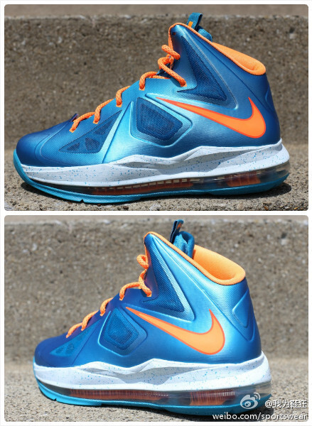 【LEBRON X GS夏季蓝色版本曝光】近日，LEBRON X GS版本专为夏季推出一款全新的配色，这款LEBRON X GS从色彩搭配和球鞋结构上看很像&quot;Dolphins&quot; and &quot;Blue Diamond&quot; 的结合体，球鞋用天蓝色作为主色调，swoosh为黄色，中底为白色，天蓝色点缀其中。简单明快，清新而时尚。