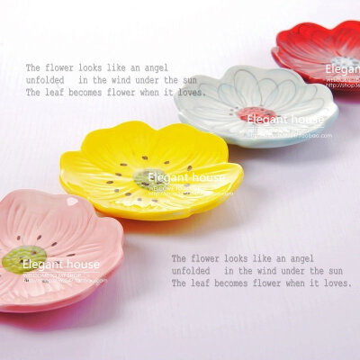 超美陶瓷碟子浓烈色彩点心盘小食碟蛋糕盘花瓣碟多色选