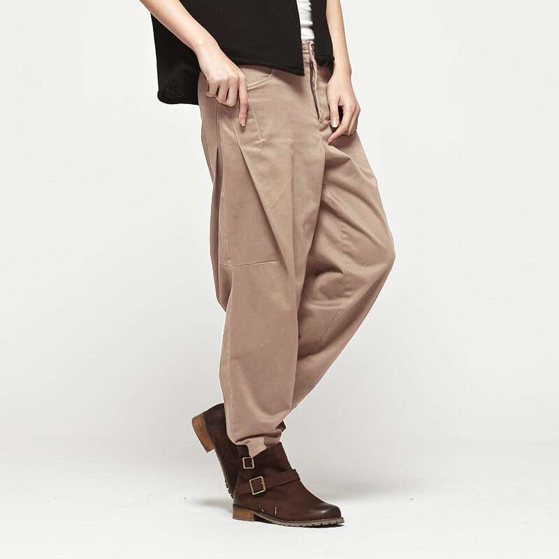 初棉春装别样设计灯笼裤女款多袋哈伦休闲长裤X