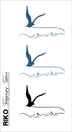 RIKO防水纹身贴纸海鸥水鸟大雁唯美浪漫英文字母M