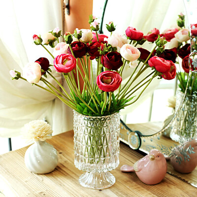 法国露莲+华美乐章玻璃花瓶仿真花套装饰花假花花艺