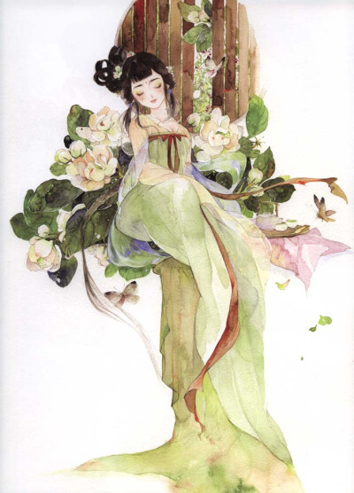 《花·女词》茉莉，插画师：呀呀