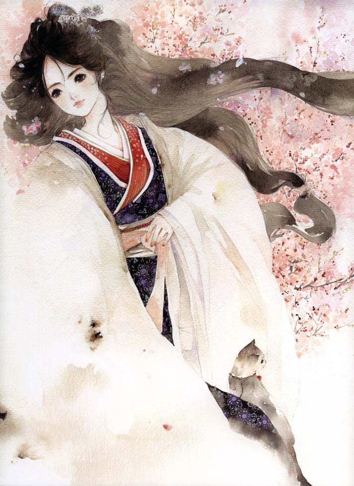 《花·女词》杏花，插画师：呀呀