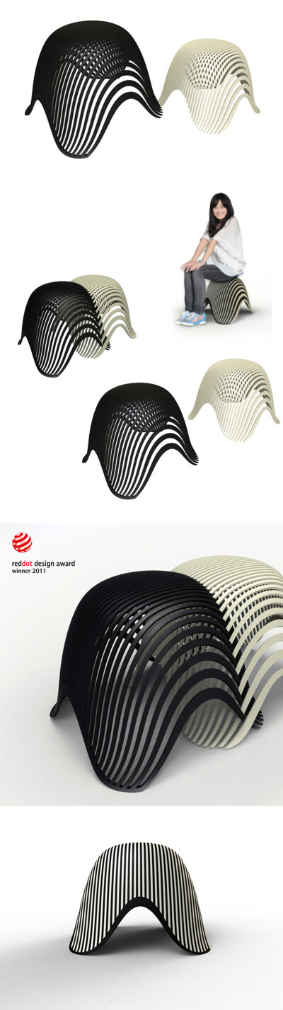 这款组合椅名为seattoo，是一组相同,可以相互嵌套的椅子。就像拼图游戏一样，把其中一把椅子简单地推到另一伴完成联锁。采用固体材料制成，每把椅子足以支撑一个普通成人的体重。此外，seattoo还是2011年红点产品设…