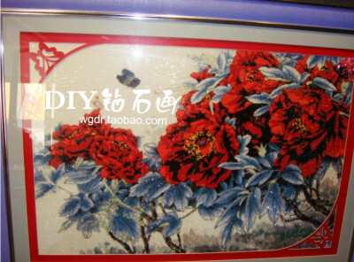 花开富贵牡丹，是钻石贴的，diy创意家居钻石画