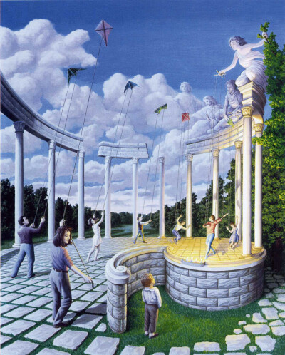 Rob Gonsalves 国外超现实主义画家 放风筝