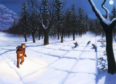 Rob Gonsalves 国外超现实主义画家 In the snowy woods