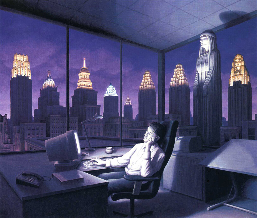 Rob Gonsalves 国外超现实主义画家 City highrise apartment