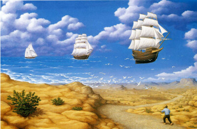 Rob Gonsalves 国外超现实主义画家 Sailing in the sky